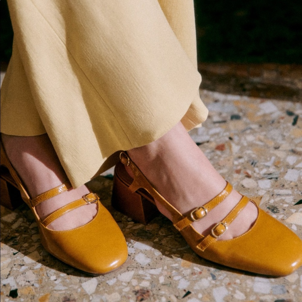 Sezane Paula Babies Patent Ochre New in Box